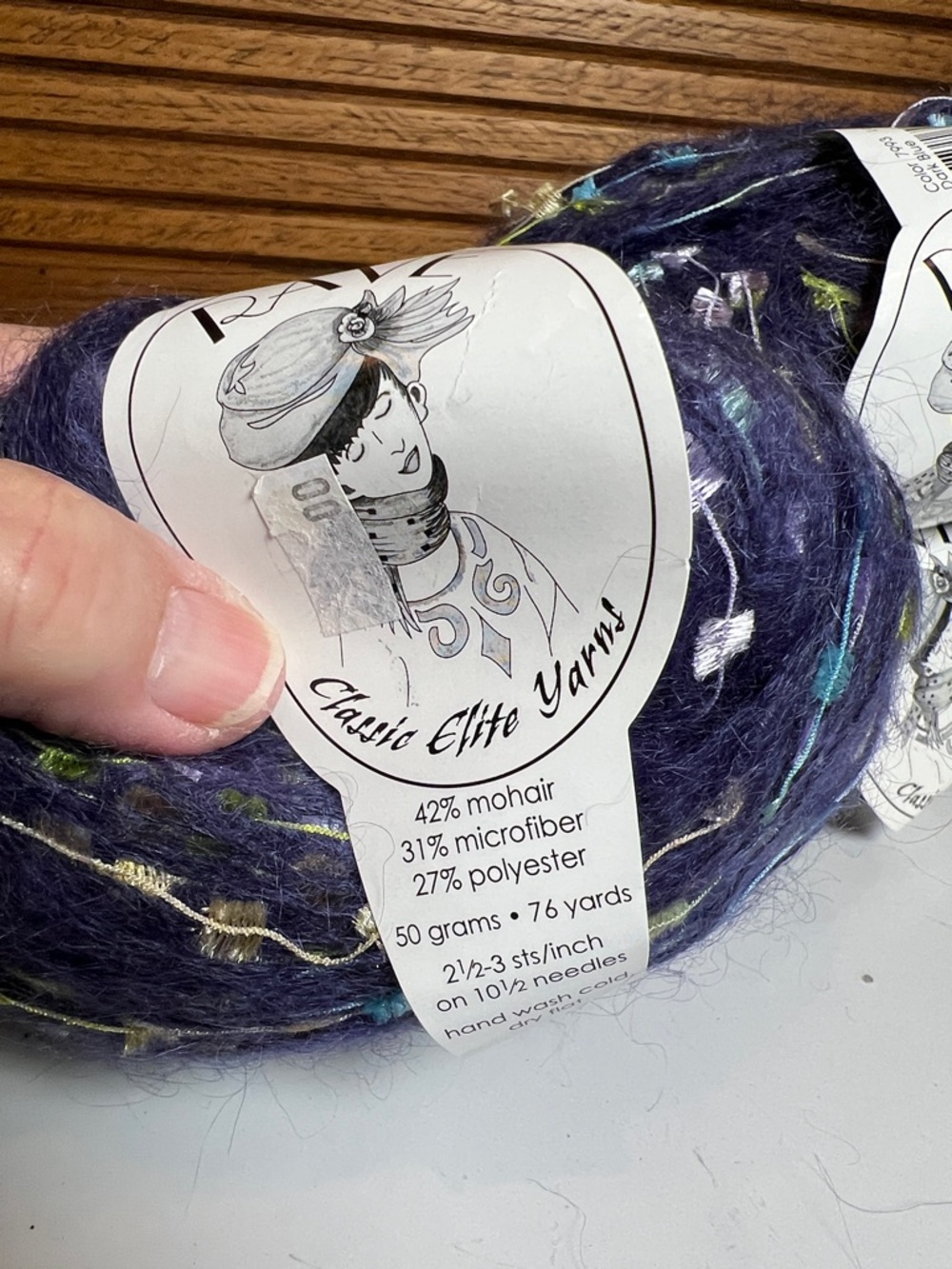 NWT Rave yarn, made in Turkey for Classic Elite, novelty yarn, 2.5-3 sts./1” - Picture 6 of 10